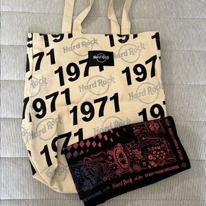 NWT Hard Rock Logo Tote Bag 1971 and Hard Rock Casino Bristol Bandana